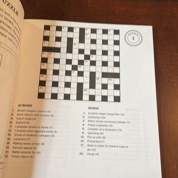 Large Print Crossword Puzzles Adult Activity Book New - Picture 3 of 6